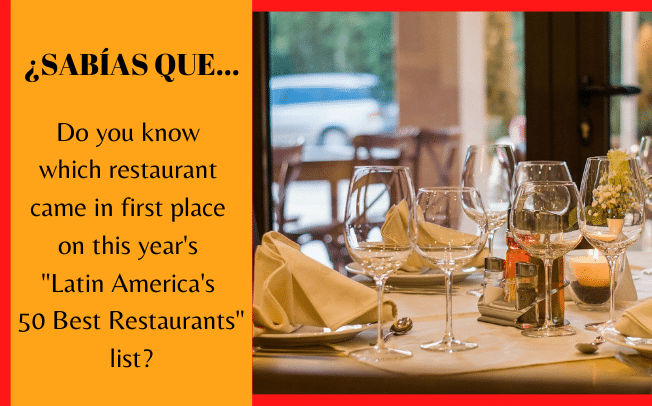 ¿Sabes qué restaurante obtuvo el primer lugar en la lista "Latin America's 50 Best Restaurants"?